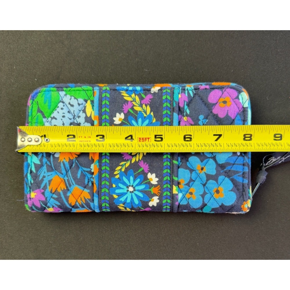 Vera Bradley Floral Quilted Cotton Zip Around Wallet Midnight Blue Purple Boho - Picture 5 of 8